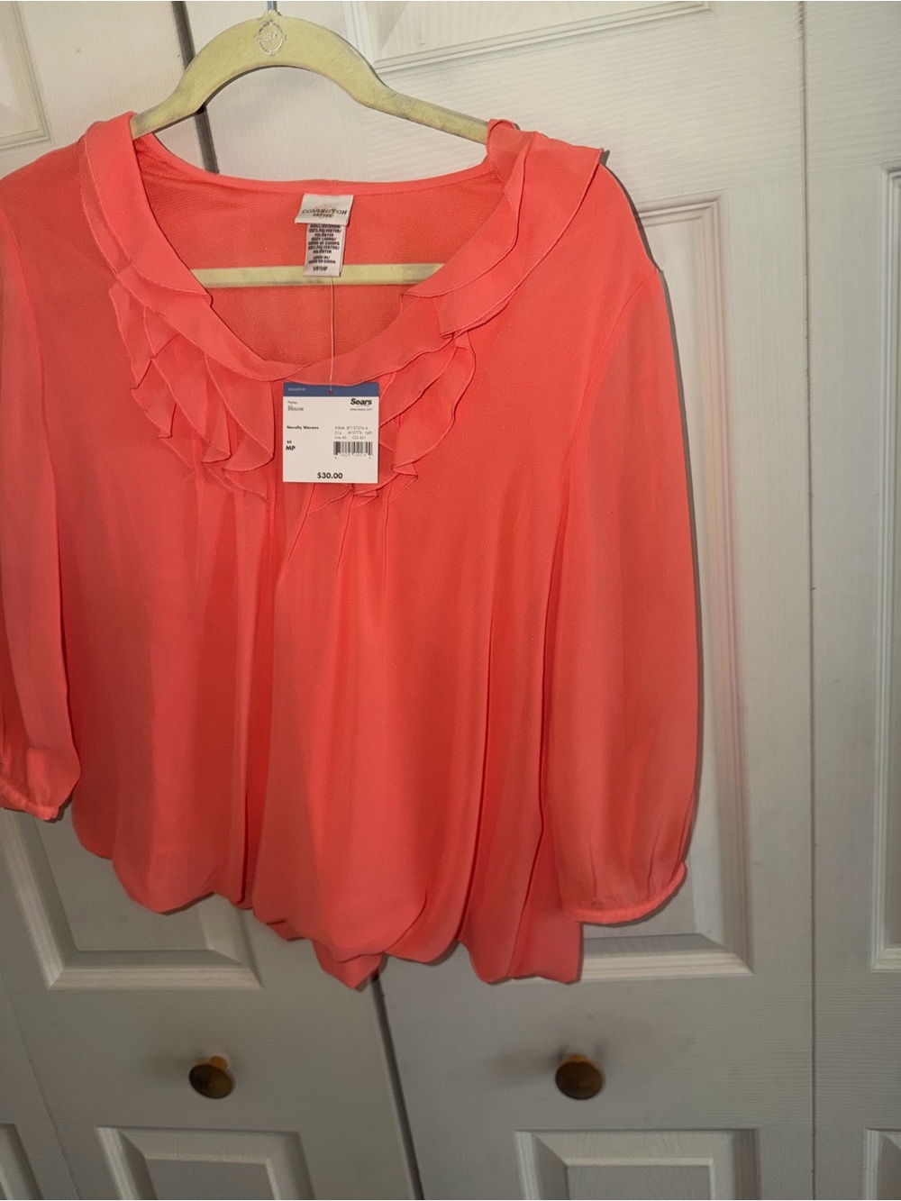 Covington Coral Ruffle-Neck Blouse